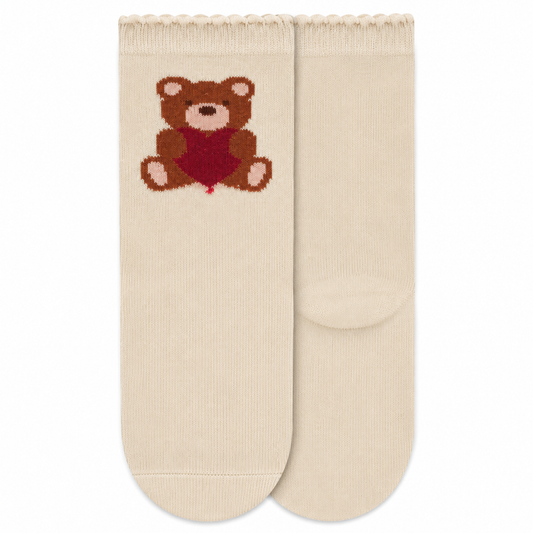 Heart Teddy Bear Girls Socks