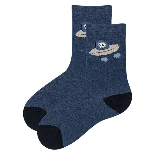 Boys' Alien UFO Print Crew Socks