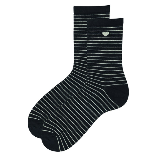 Women Striped Heart Crew Socks