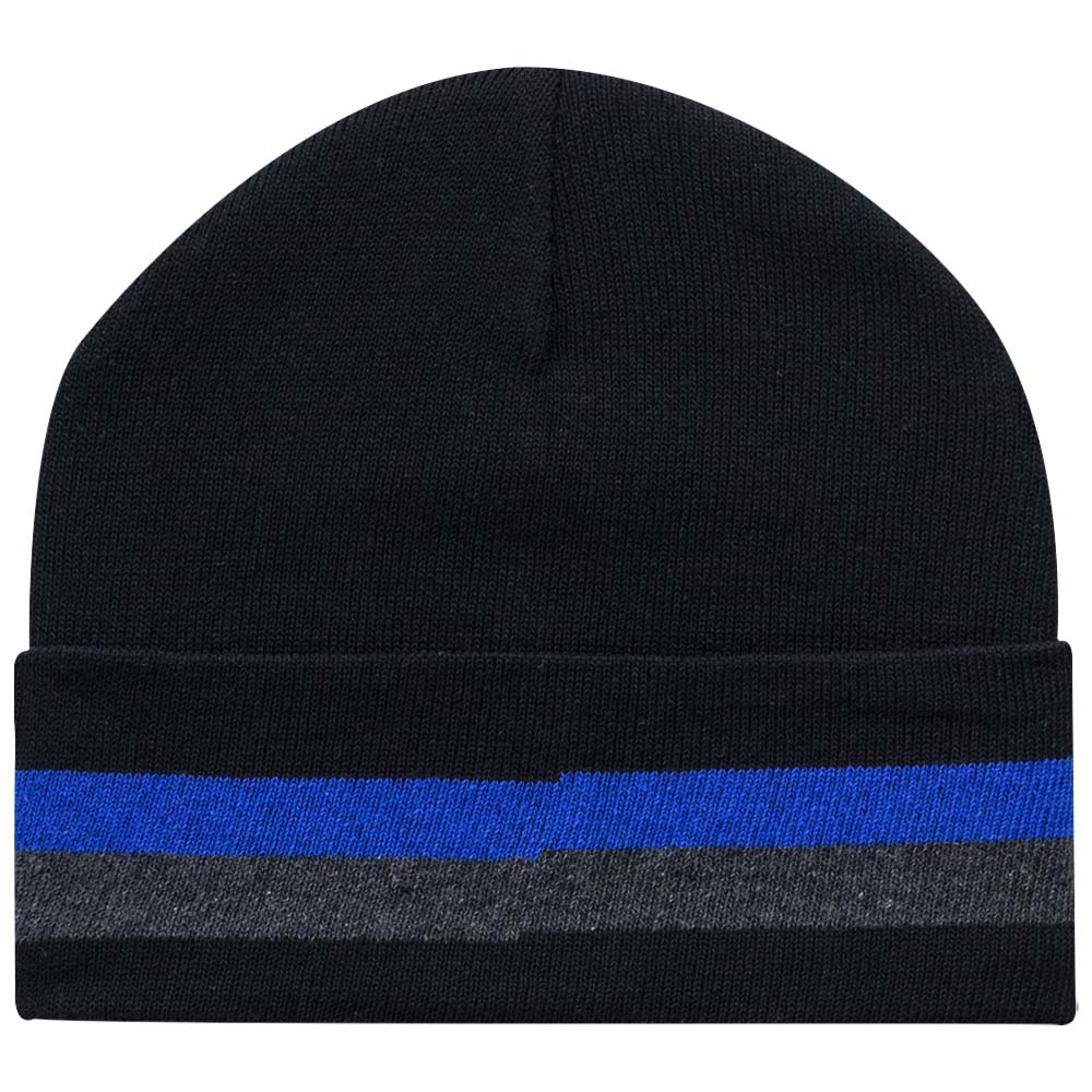 Men Cuffed Beanie Cap with Blue Stripe (RG)