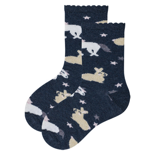 Magical Unicorn Navy Girls Socks