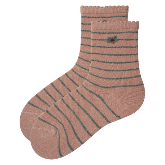 Premium Ruffle-Trim Striped Girls Socks