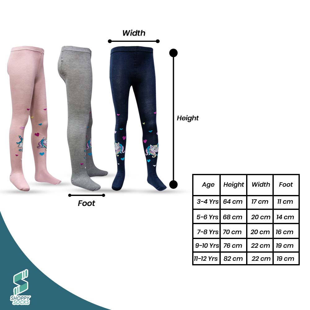 Unicorn Magic & Hearts Tights for Girls (OT)