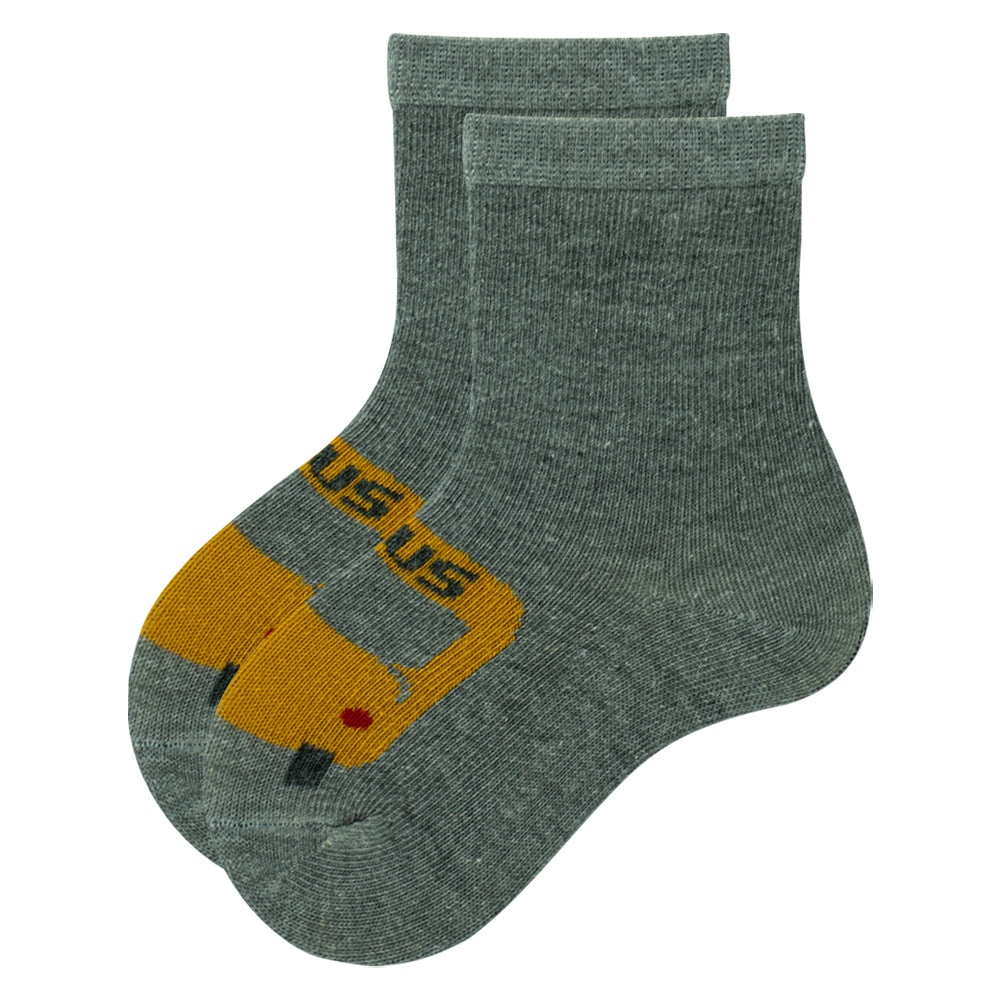 School Bus Print Ankle Boy Socks