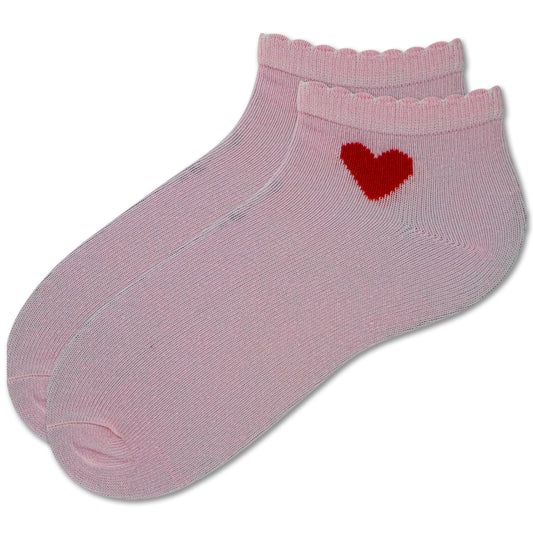 Heart Ruffle Trim Ankle Girls Socks