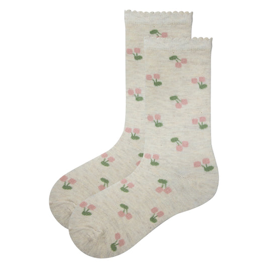 Cherry Print Crew Socks for Girls