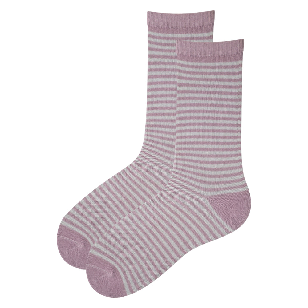 Girls' Pink & White Striped Crew Socks