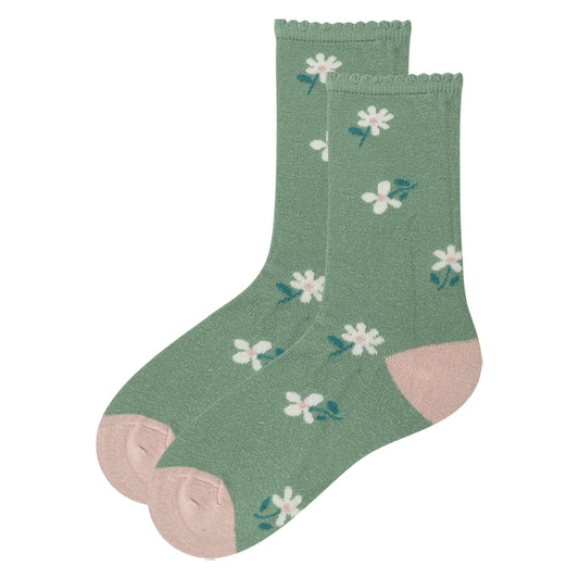 Cotton-Soft Floral Crew Socks for Girls