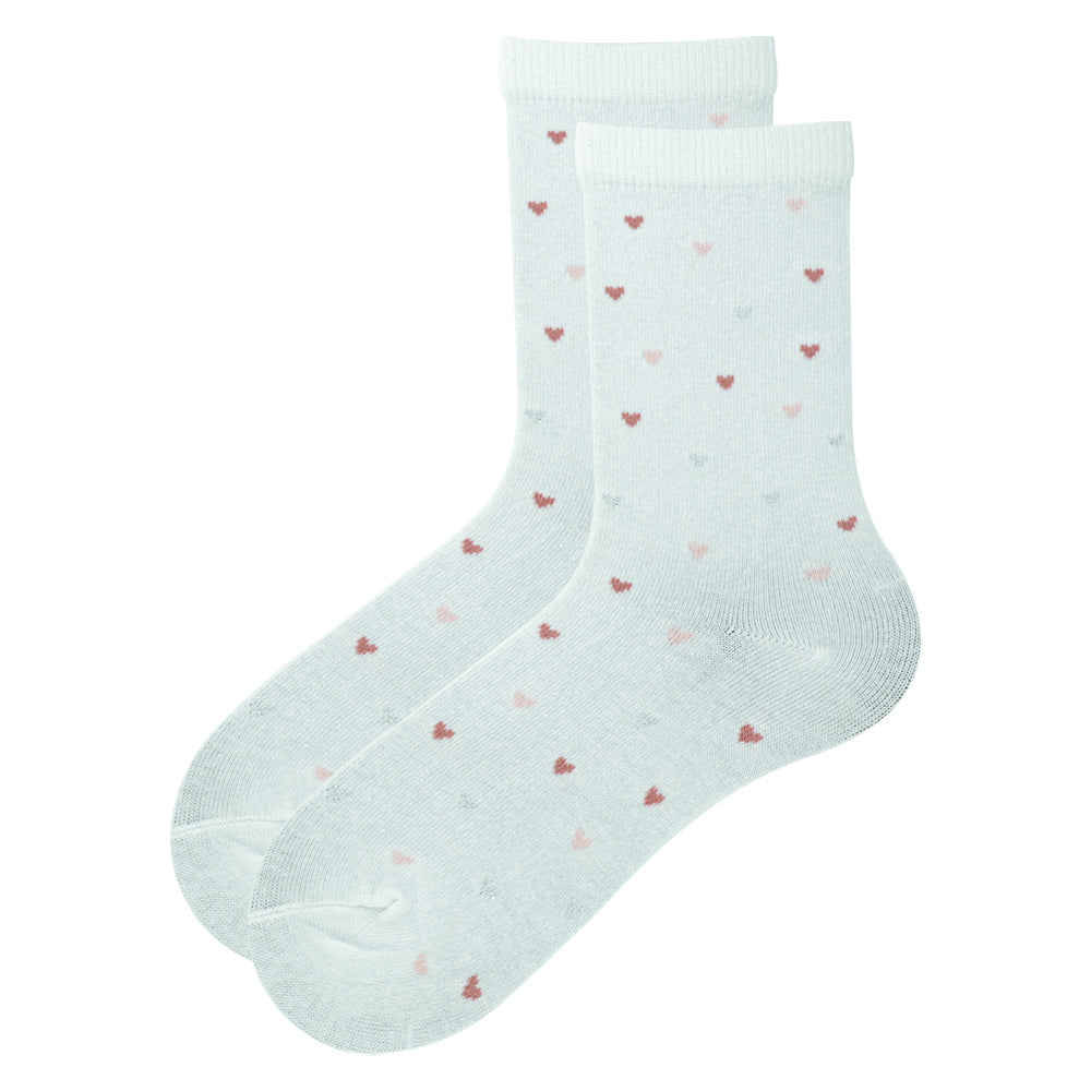 Girls Premium Heart-Print Crew Socks
