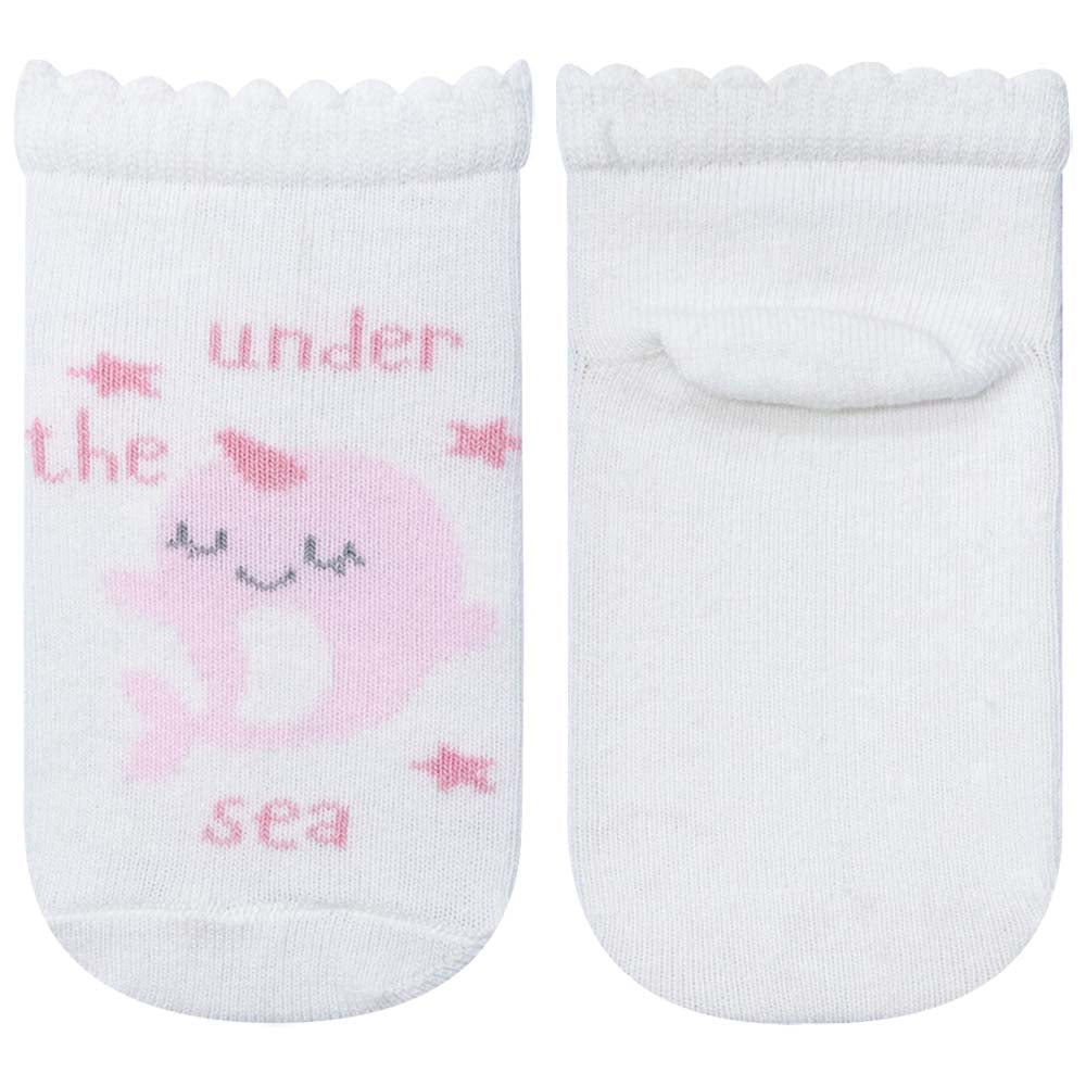 "Under The Sea" Pink Dolphin Baby Girl Ankle Socks