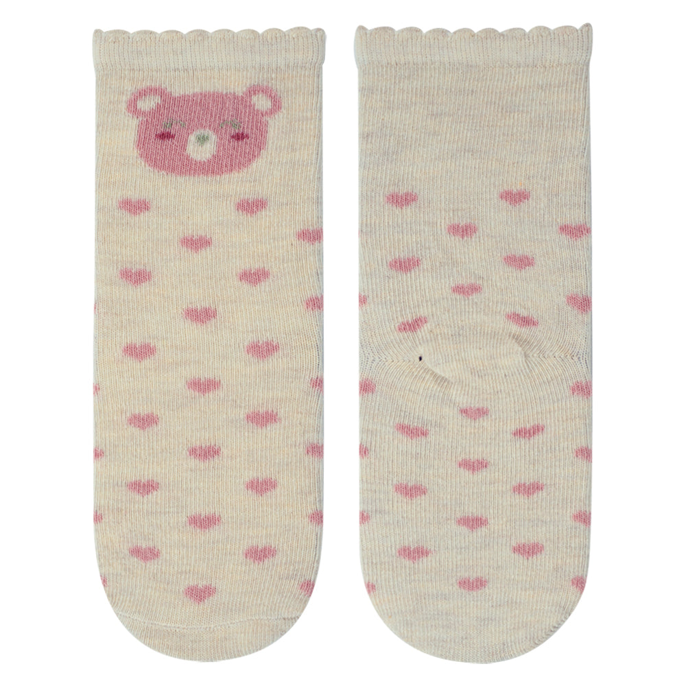 Baby Girl Bear & Heart Pattern Socks