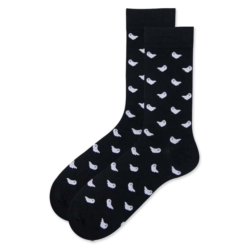 Men Spooky Ghost Print Crew Socks