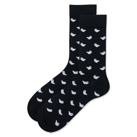 Men Spooky Ghost Print Crew Socks