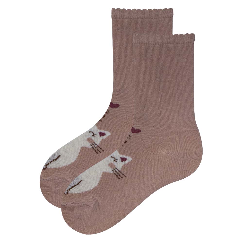 Girl's Cat & Stripe Crew Socks