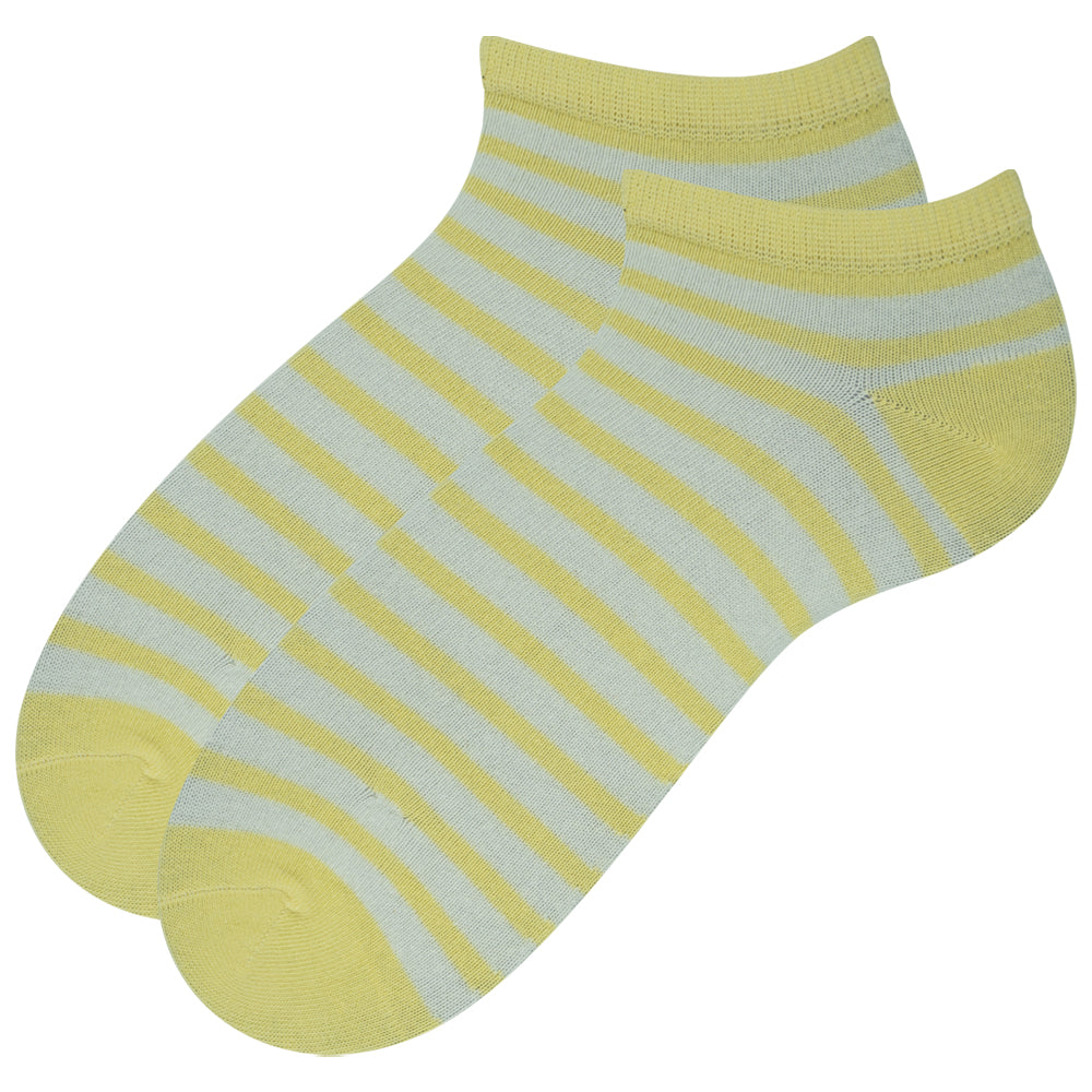 Women Yellow Striped Ankle Socks