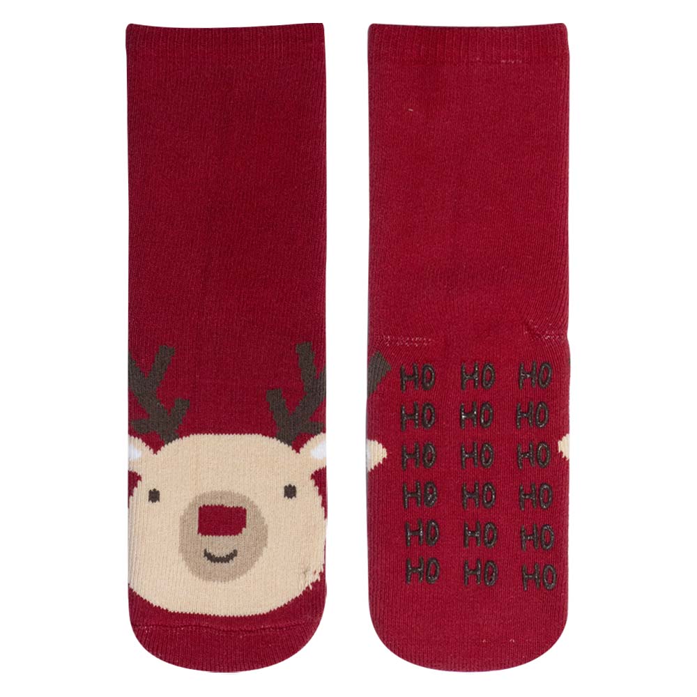 Kids Unisex Anti-Slip Socks | Festive Reindeer Design
