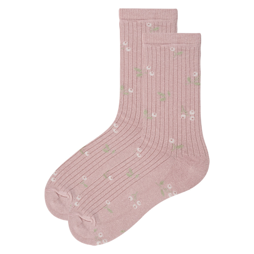Floral Ribbed Socks for Girls