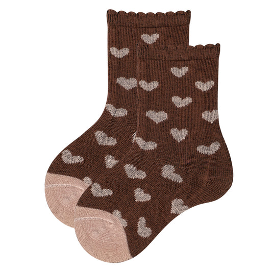 Girls' Heart Print Ruffle Ankle Socks
