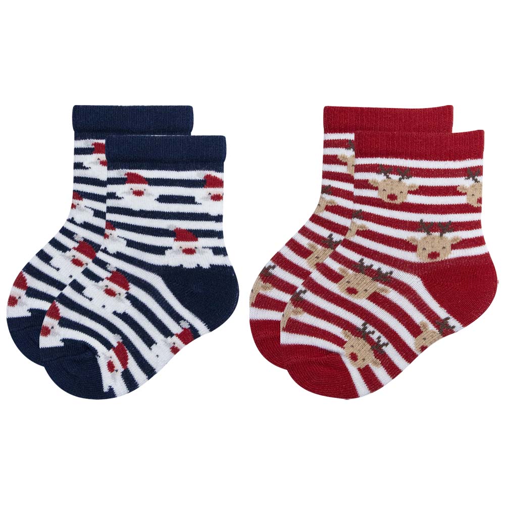 Unisex Santa Claus & Reindeer Baby Socks