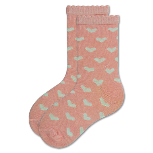 Adorable Girls Heart-Print Crew Socks