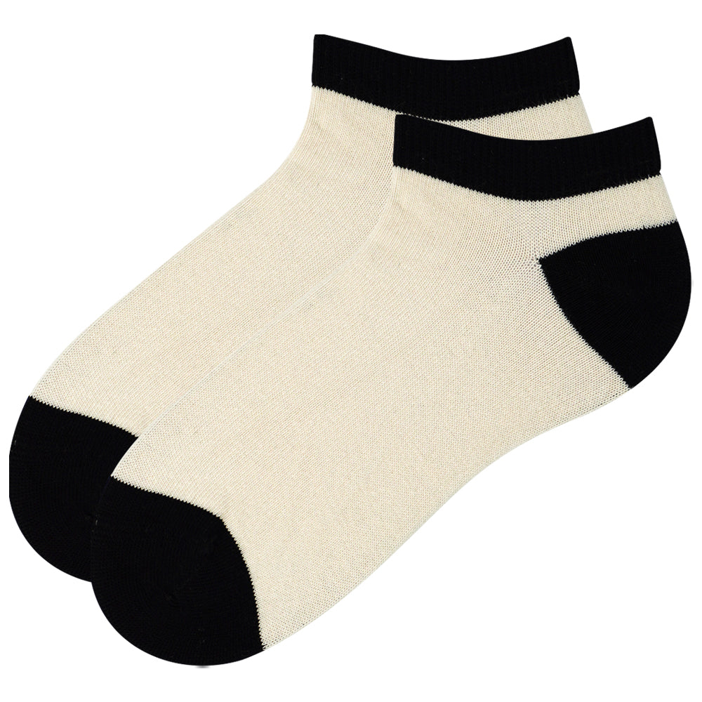 Women's Beige with Black Ankle Socks