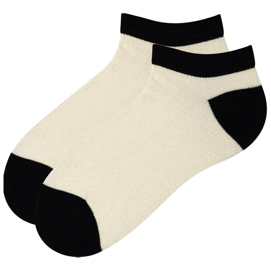 Women's Beige with Black Ankle Socks