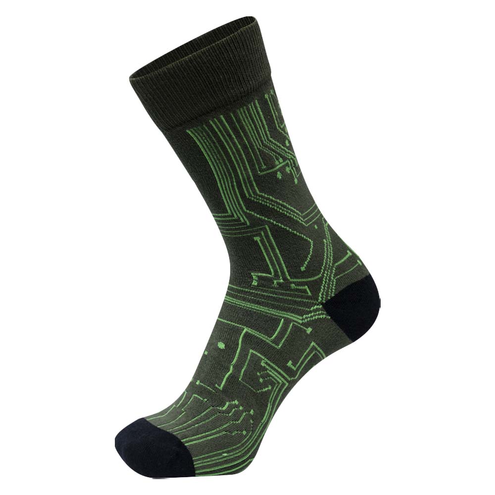 Men Circuit Board Pattern Crew Socks