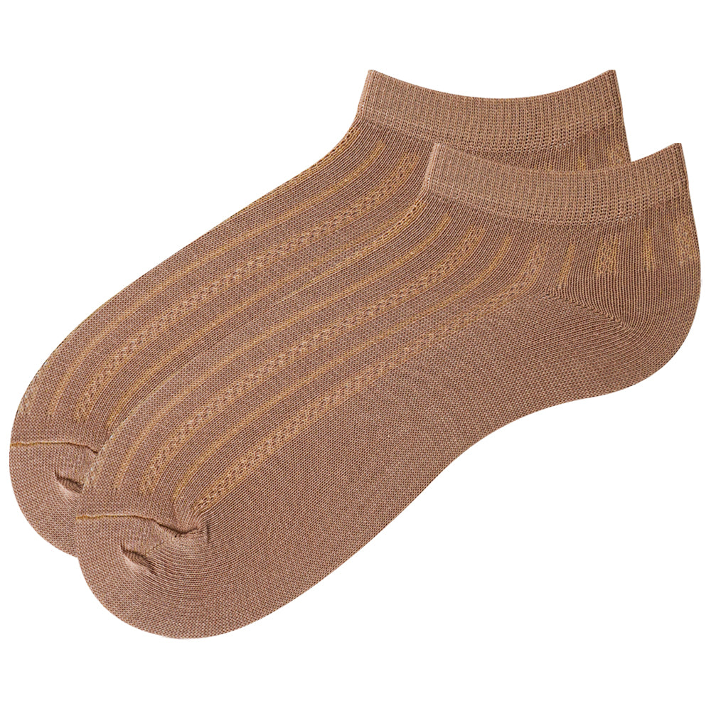 Women Ribbed Ankle Brown Socks