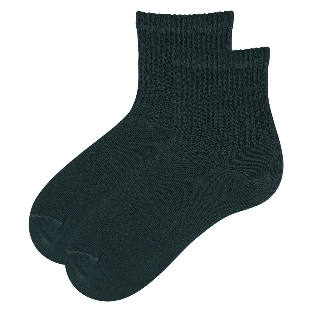 Forest Moss Ribbed Quarter Socks