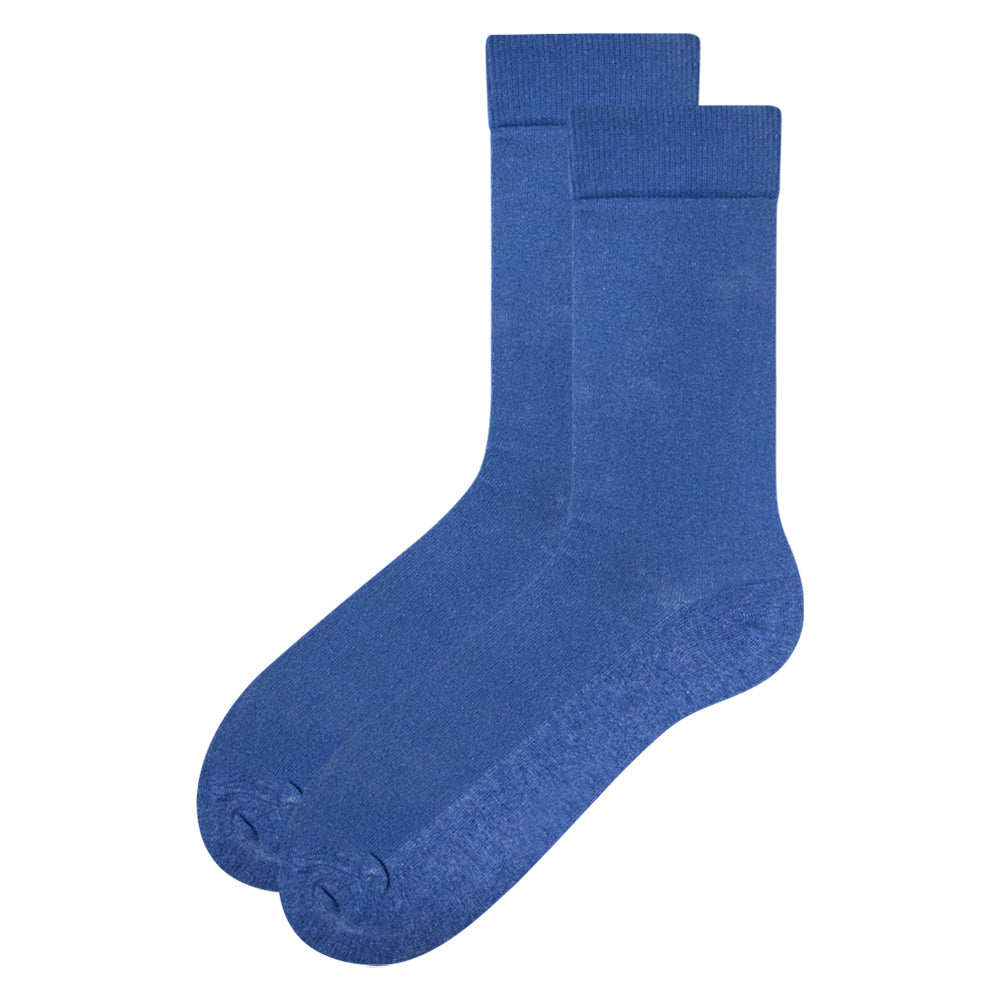 Men Plain Blue Crew Socks