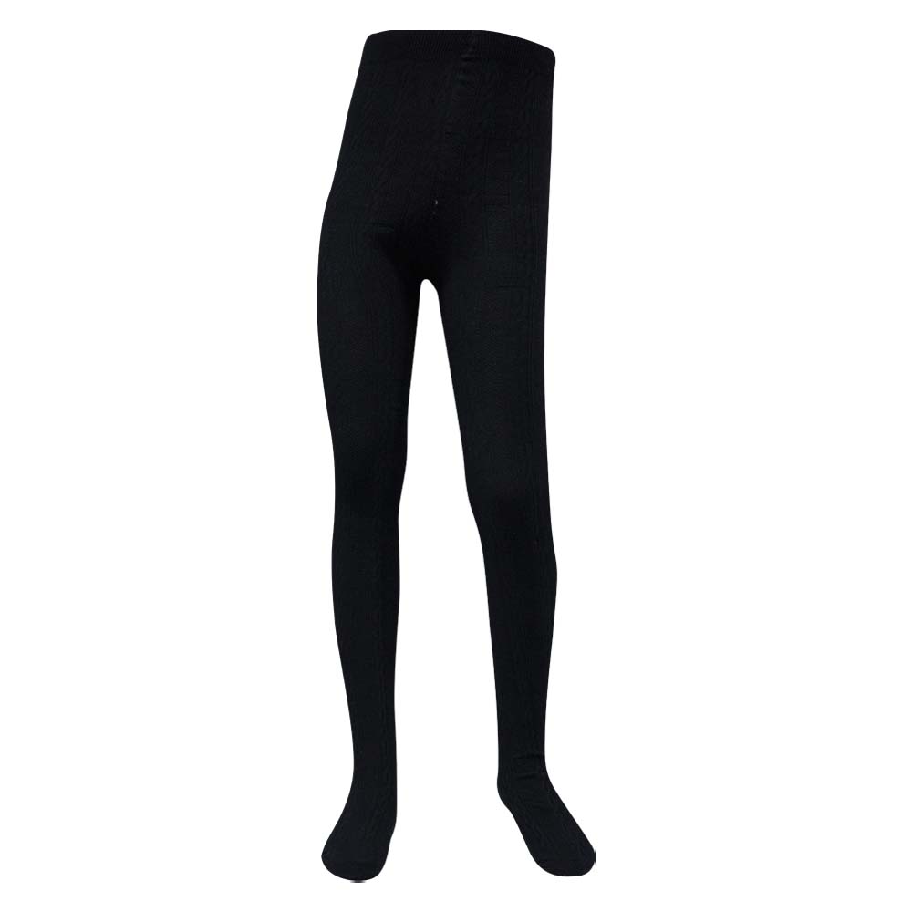 Girl's Trendy Black Cable Knit Tights (OT)
