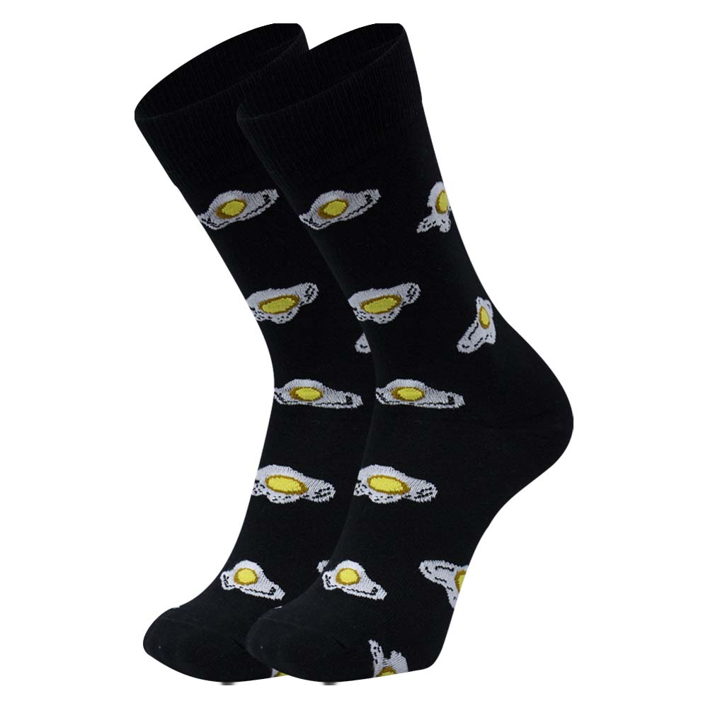 Men Fried Egg Print Novelty Crew Socks