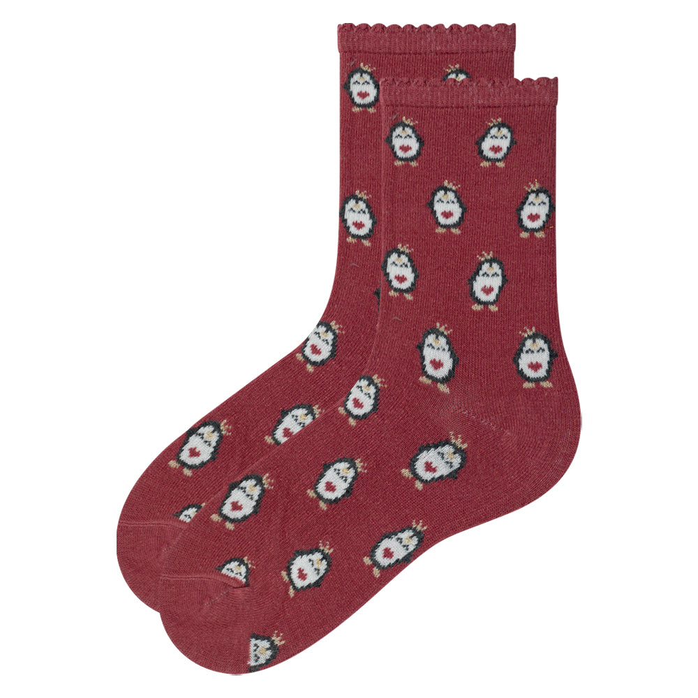 Girls Penguin Print Crew Socks