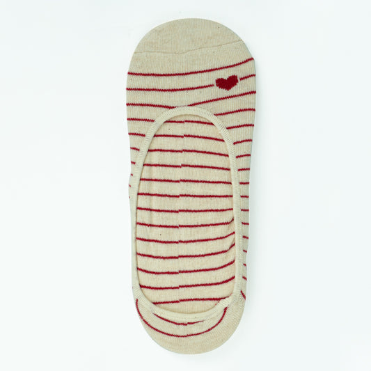 Women Red Striped No-Show Socks