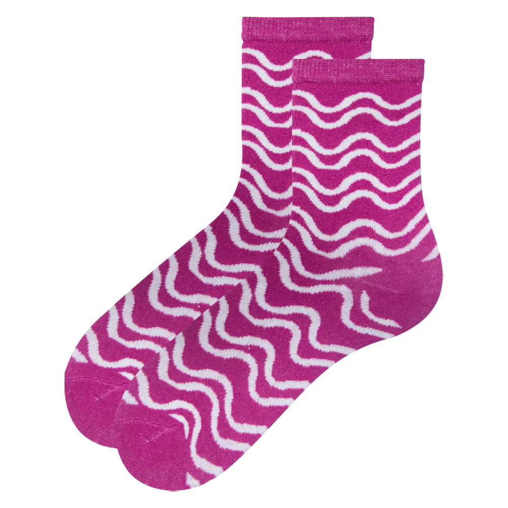 Pack of 2 - Girls’ Bold Zebra Stripes Crew Socks