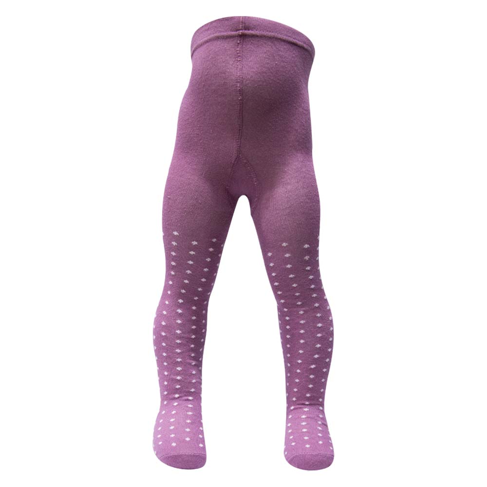 Girls Lilac Pink Polka Dot Knit Tights (CJ)