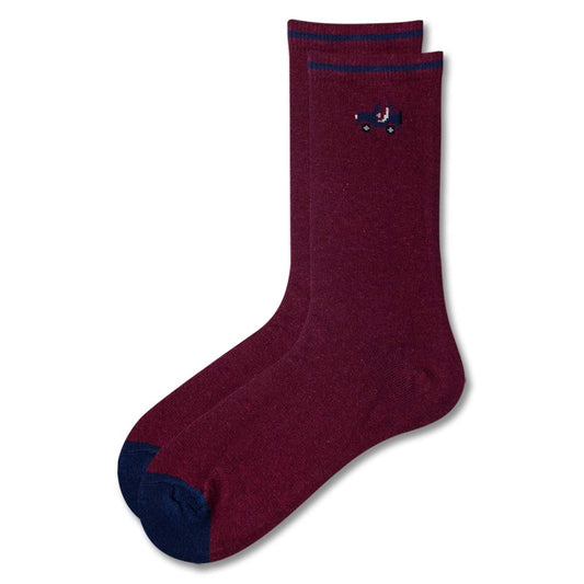 Boys Maroon Car Crew Socks