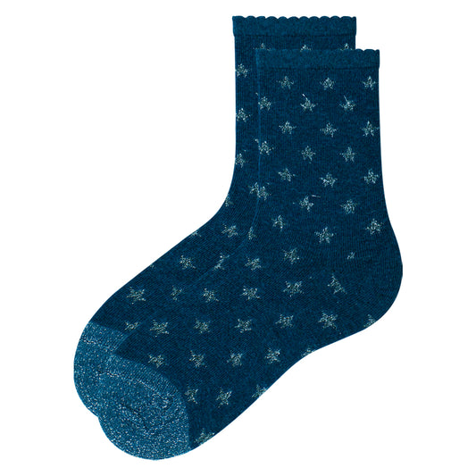 Girls' Sparkly Star Pattern Crew Socks