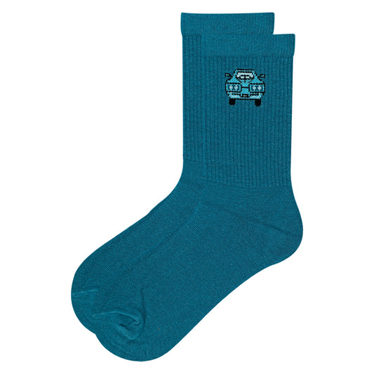 Blue Car Crew Socks
