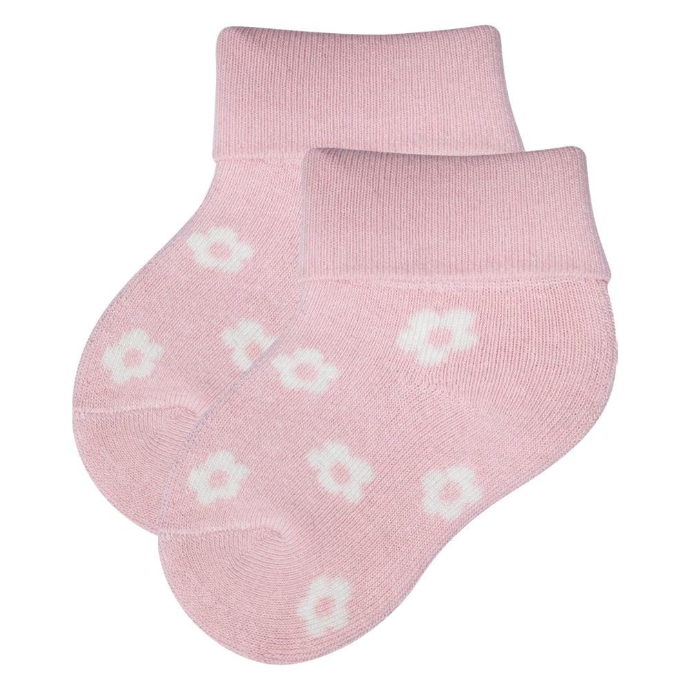 Born Baby Girl Socks | Pink Floral Print Cotton Booties