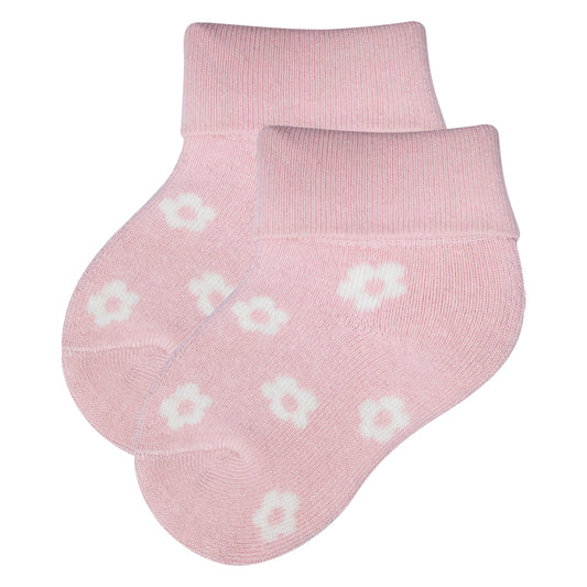 Born Baby Girl Socks | Pink Floral Print Cotton Booties