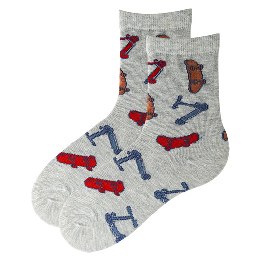 Boys Skater & Scooter Print Crew Socks