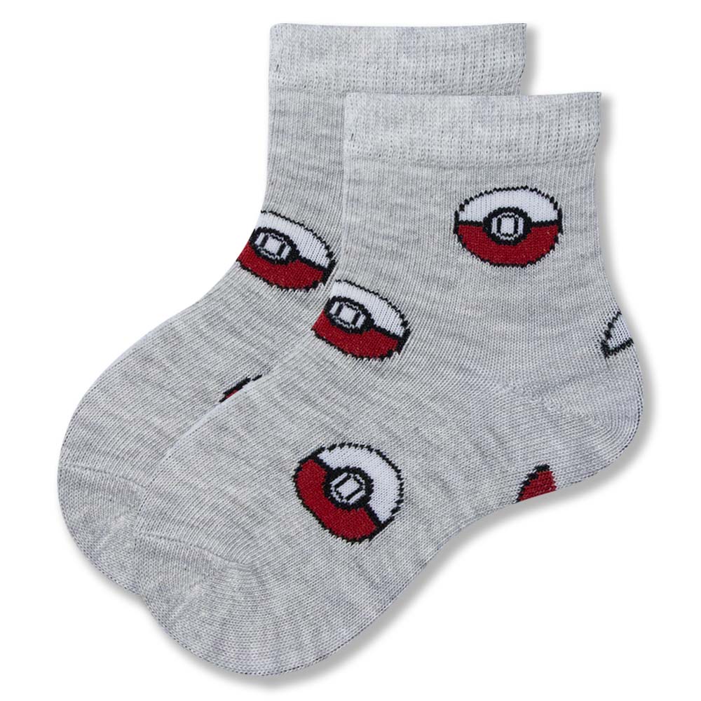 Grey &  Red Pokeball Print Baby Boy Socks