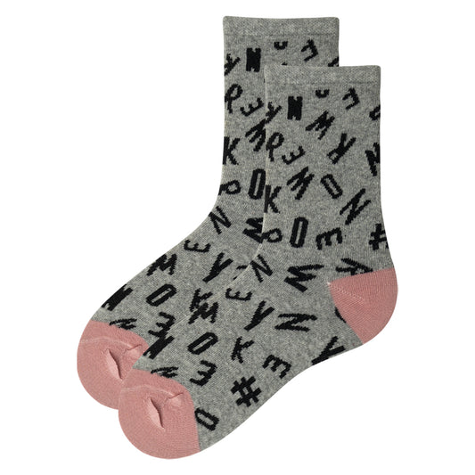 Girls Alphabet Print Crew Socks