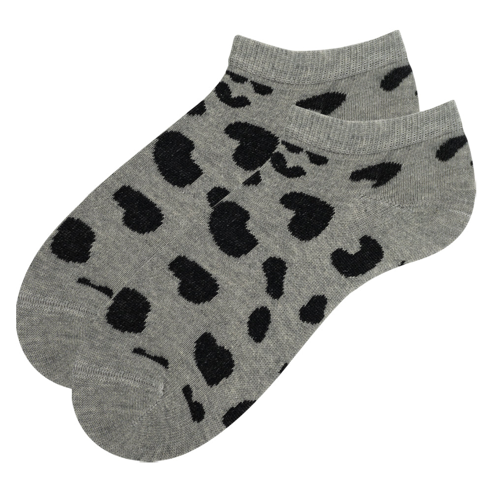 Women Grey Cheetah Print Ankle Socks