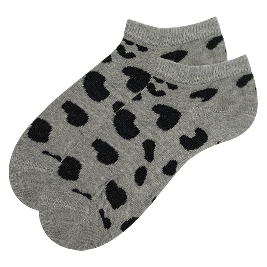 Women Grey Cheetah Print Ankle Socks