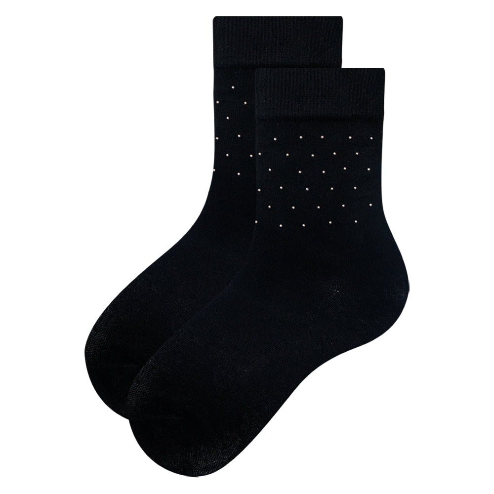 Pack of 1 & 3 - Black metal beaded Crew socks for girls