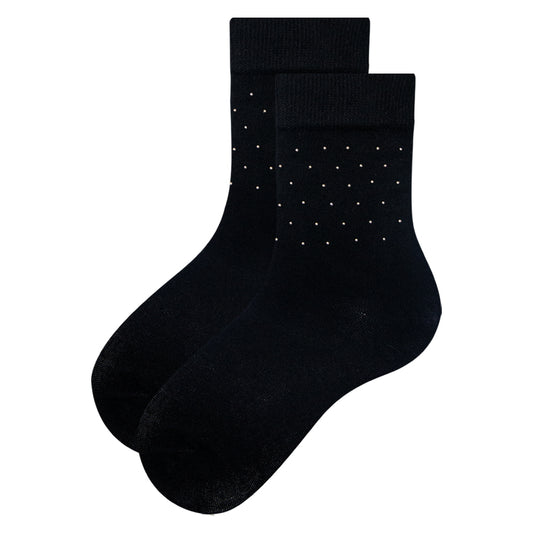 Pack of 1 & 3 - Black metal beaded Crew socks for girls