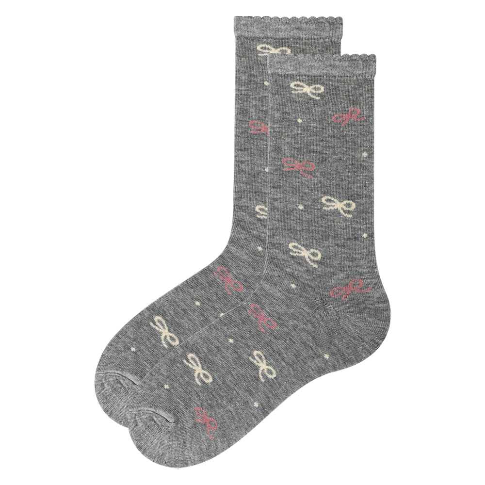 Girls Ribbon Print Crew Socks