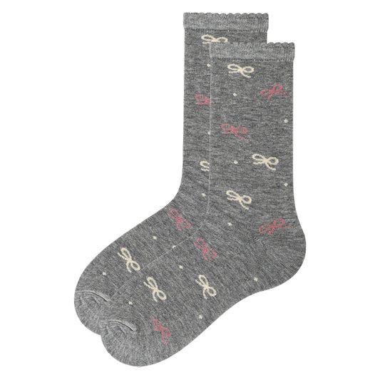 Girls Ribbon Print Crew Socks